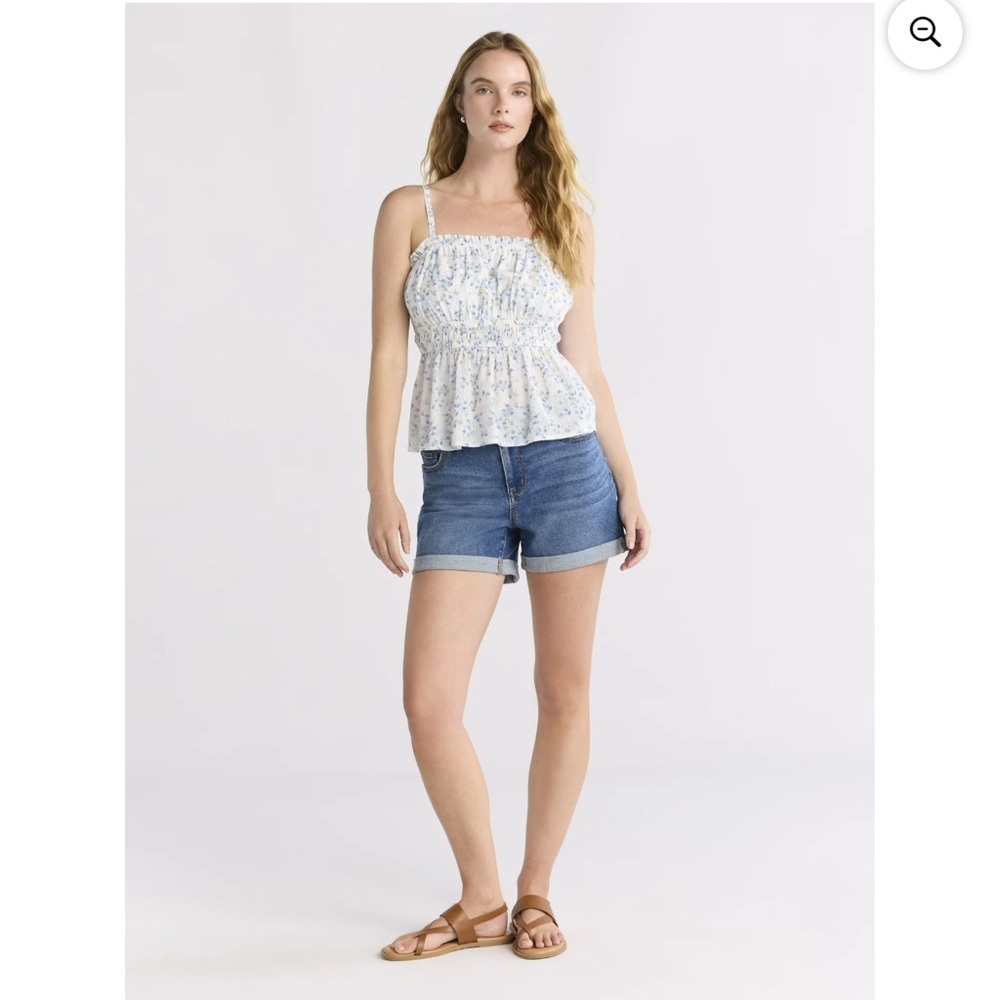 Time and Tru Women's Blue white Green Floral Smocked Tank Top XXXL (22) NWT - Picture 2 of 4